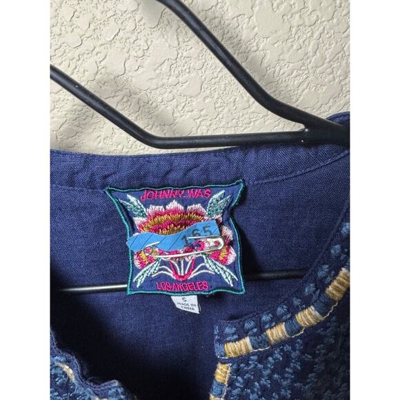 Johnny was boho embroidered dress size small midi bell sleeves cottage core - Picture 5 of 8